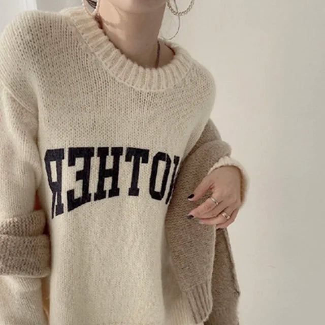 Buiten Blik Breid Sweater Met Contrast Letters