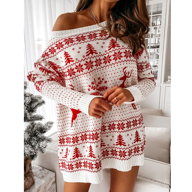 Buiten Blik Elegant Christmas Sweater Jurk