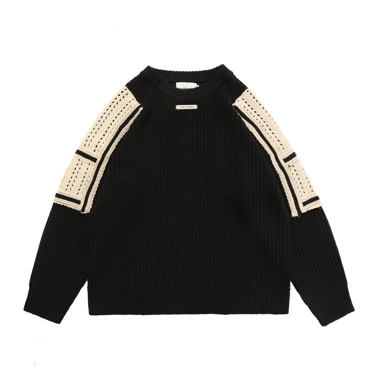 Buiten Blik Corse Breid Sweater Met Contrasterende Gewapende Details