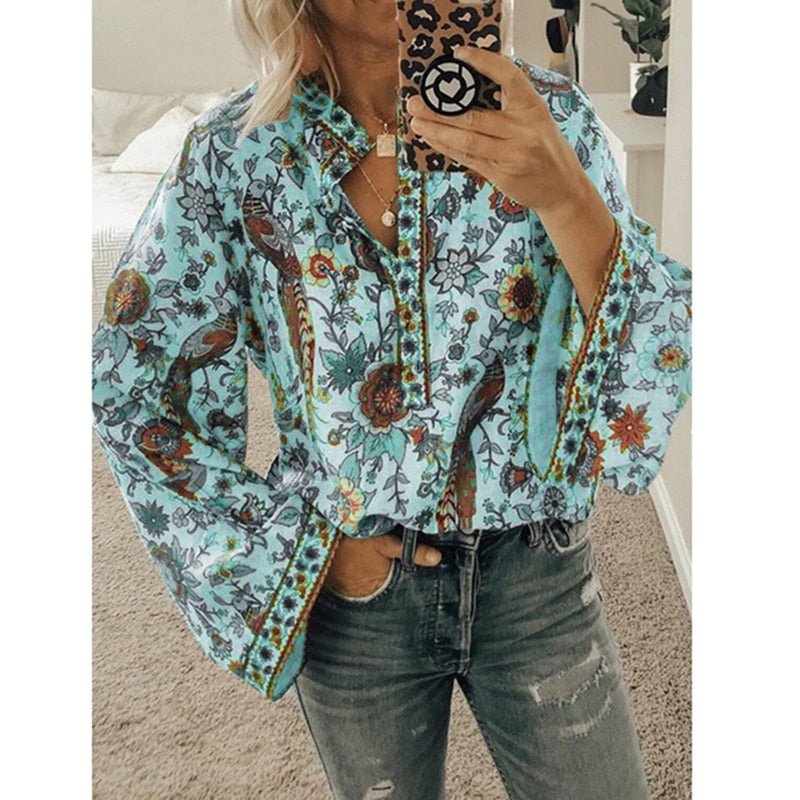 Buiten Blik Boho Blouse - Elegant boho chic dames shirt