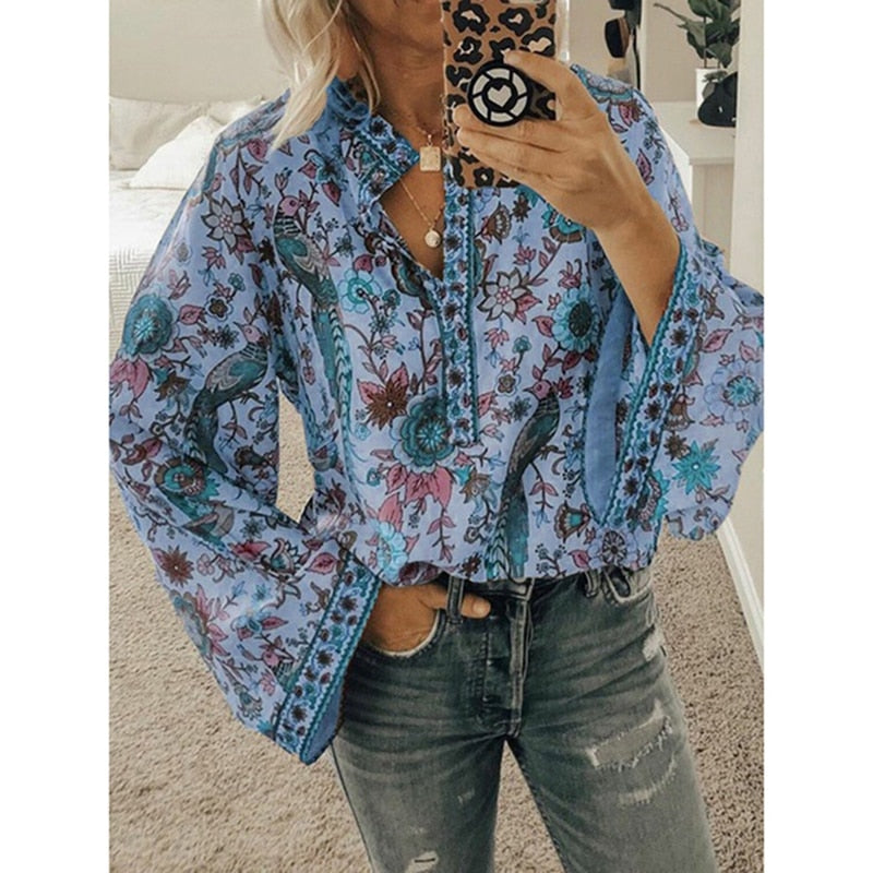 Buiten Blik Boho Blouse - Elegant boho chic dames shirt