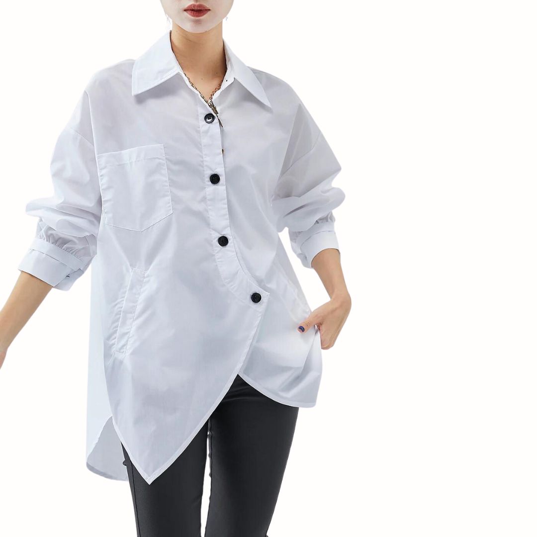 Buiten Blik -Shirtblouse Met Asymmetrische Zoom