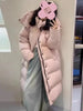 Roze Warme Winter Hooded Lange Parka Jas Koreaanse Dikke Winddichte Katoenen Gewatteerde Damesjas Casual Sneeuwkleding Parcas Overjas