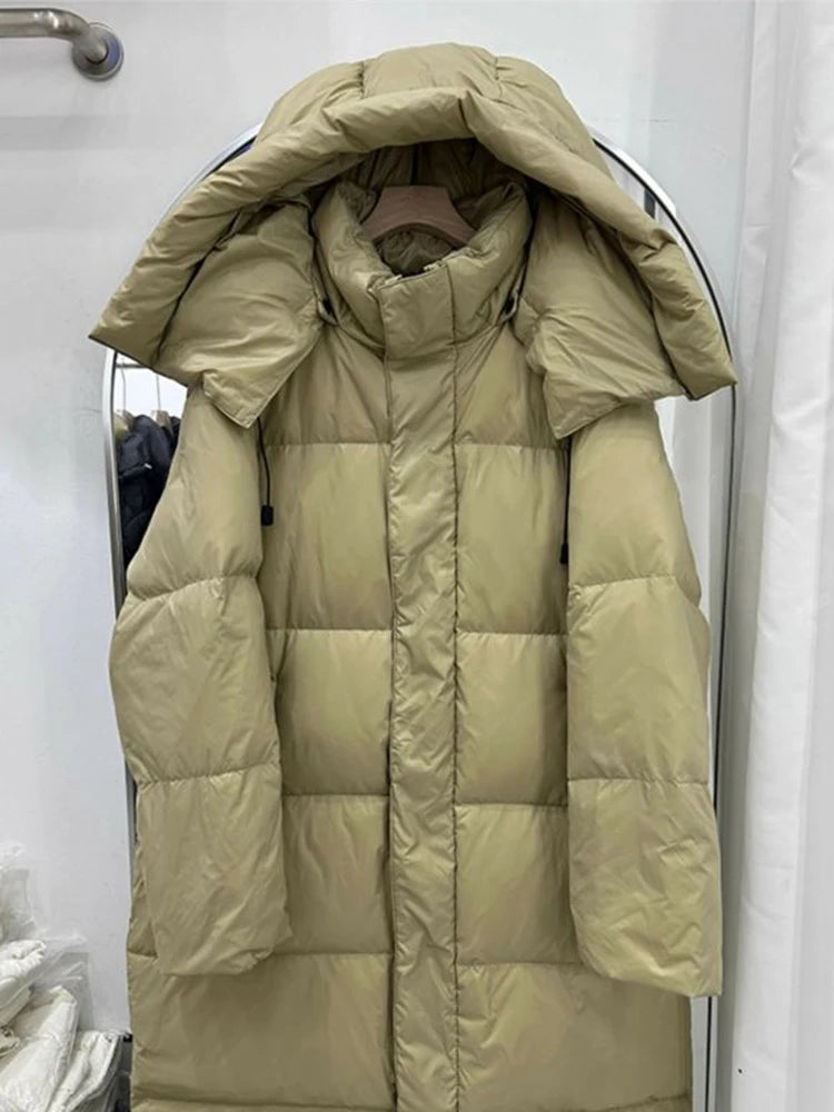 Roze Warme Winter Hooded Lange Parka Jas Koreaanse Dikke Winddichte Katoenen Gewatteerde Damesjas Casual Sneeuwkleding Parcas Overjas