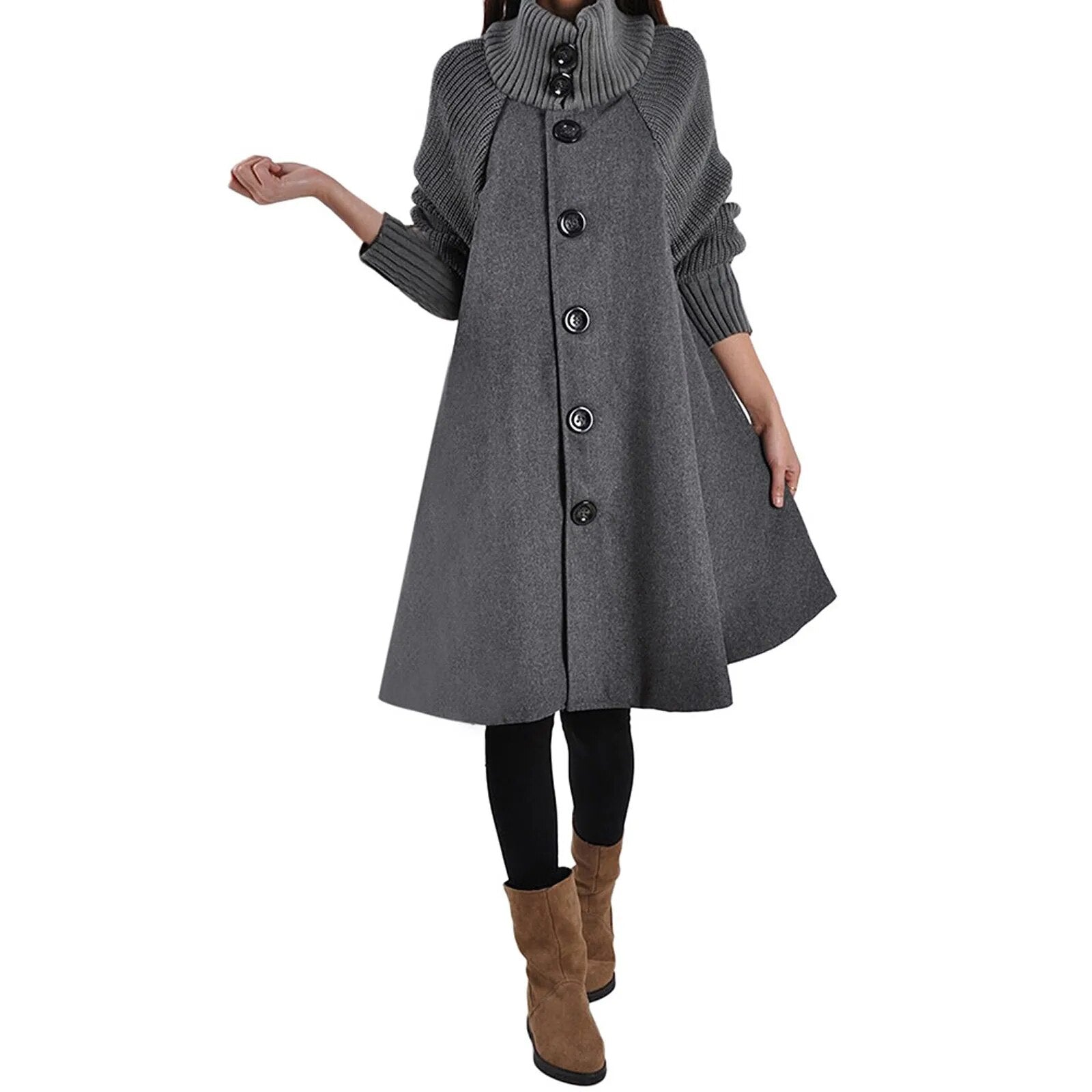 Buiten Blik Chic Swing Coat Met Coltrui