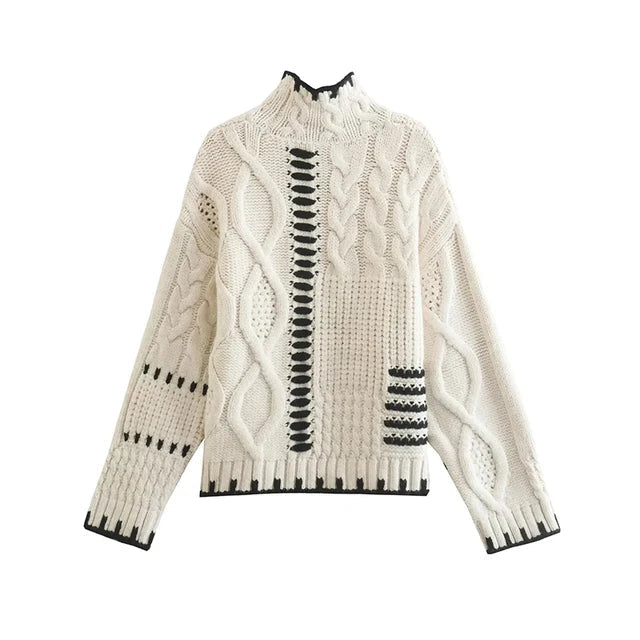 Buiten Blik Breid Sweater Met Een Contrast -Einde