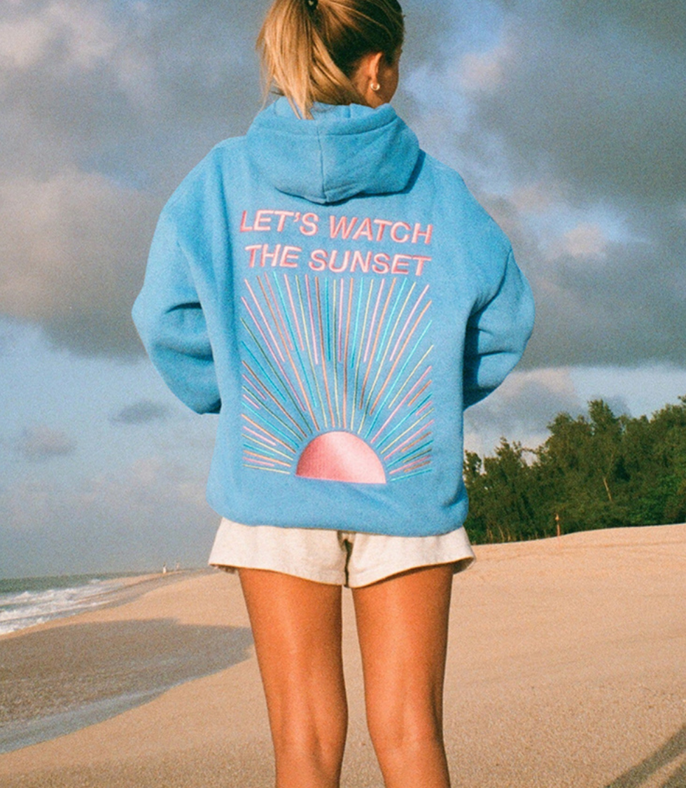 Buiten Blik - Mooie oversized hoodie "Let's watch the sunset" (Laten we naar de zonsondergang kijken)