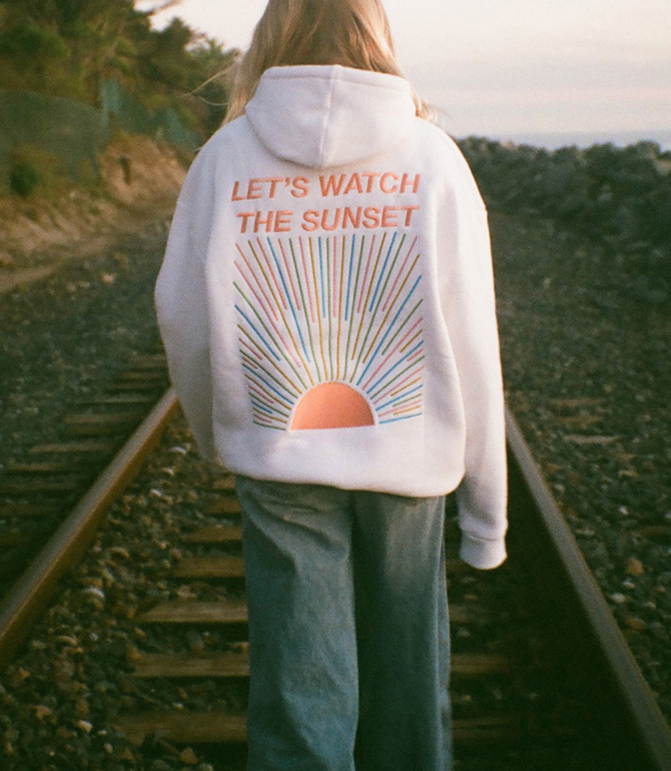 Buiten Blik - Mooie oversized hoodie "Let's watch the sunset" (Laten we naar de zonsondergang kijken)