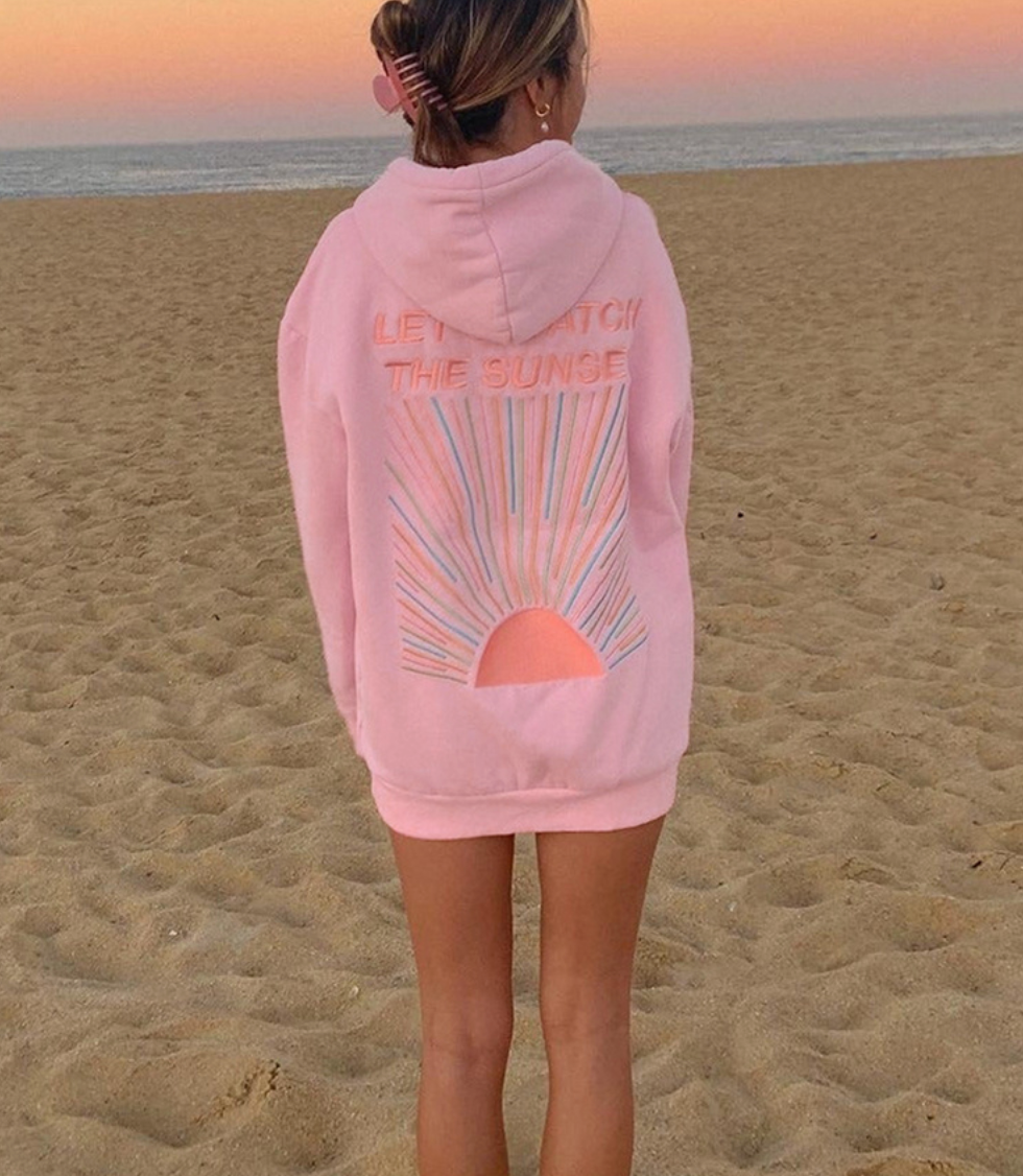 Buiten Blik - Mooie oversized hoodie "Let's watch the sunset" (Laten we naar de zonsondergang kijken)