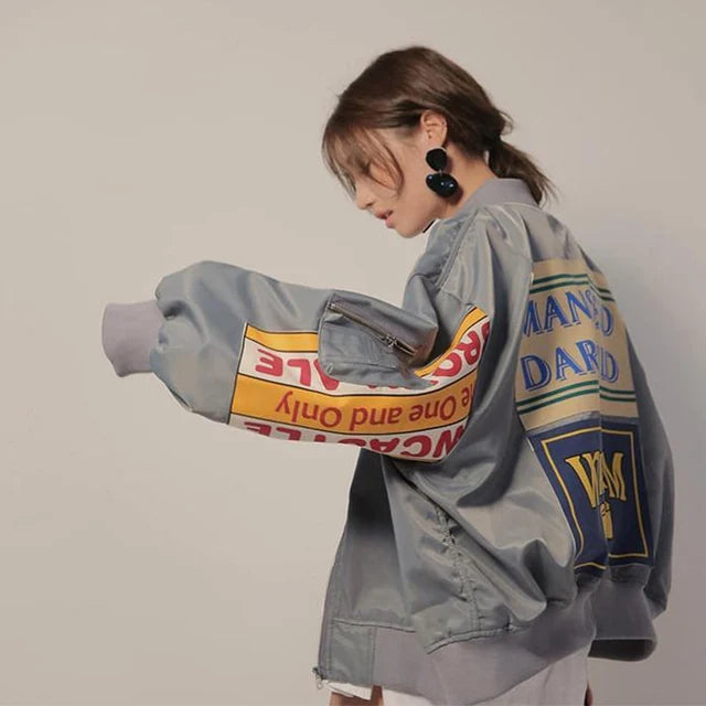 Zomerse Oversized Jassen Print Baseball Jack Vrouwen Koppel Bomber Unisex Racer Jack Varsity Hiphop Streetwear Jas Vrouwen Top