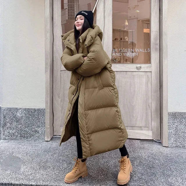 Roze Gevoerde Lange Parka met Capuchon voor Dames - Winddicht en Warm