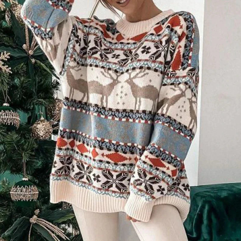 Buiten Blik Modelable Holiday Sweaters Met Een Feestelijk Rendierpatroon