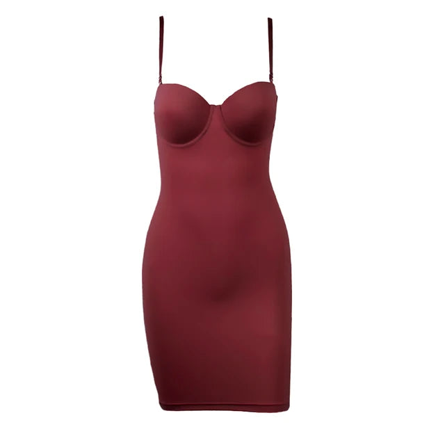 Dames Stretch Rechte Jurk Met Ondersteunende Cup Eenvoudige Sexy Jurken Spaghetti Band Buis Bodycon Eendelig Onderjurk