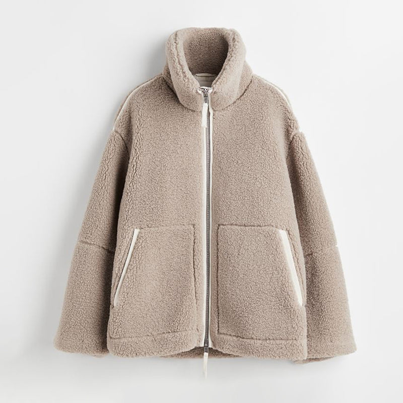 Buiten Blik - Moderne warme teddy fleece sherpa jas voor dames