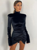 Buiten Blik Long Sleeved Mini Dress Gemaakt Van Fluweel