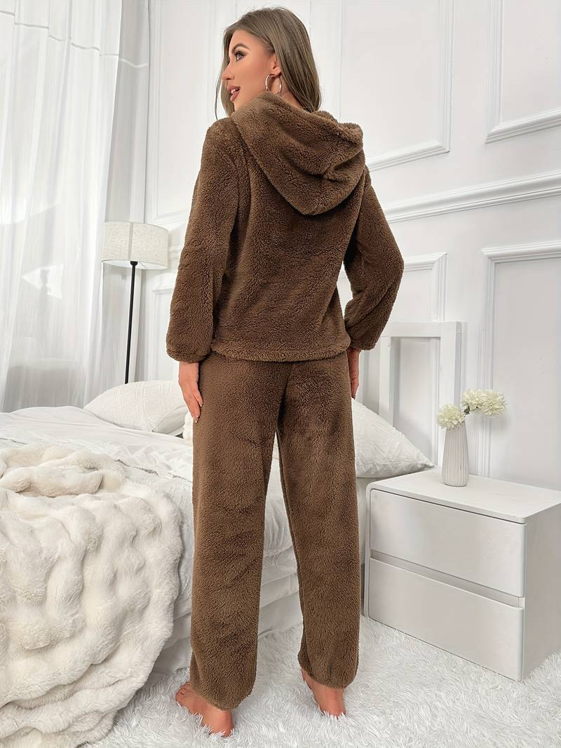 Tweedelige jogging loungeset van knus teddyfleece