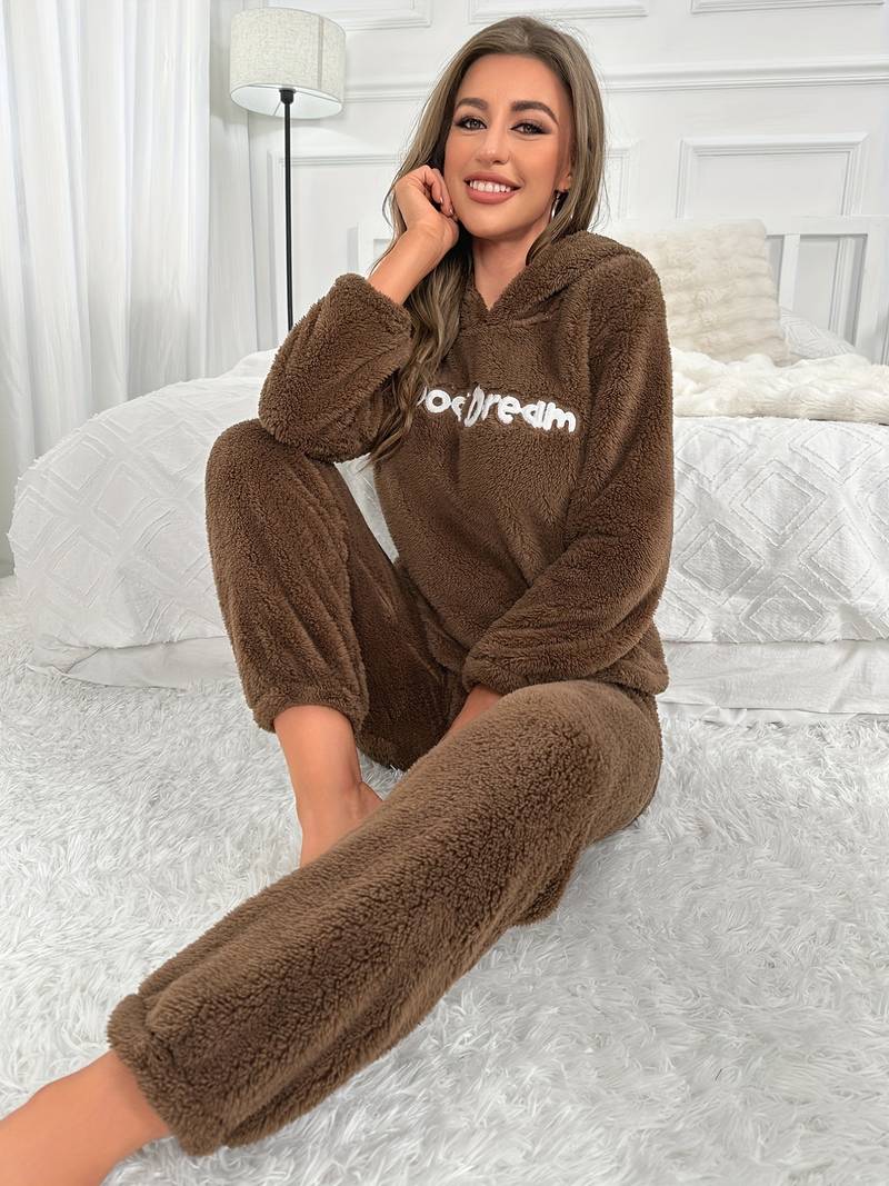 Tweedelige jogging loungeset van knus teddyfleece