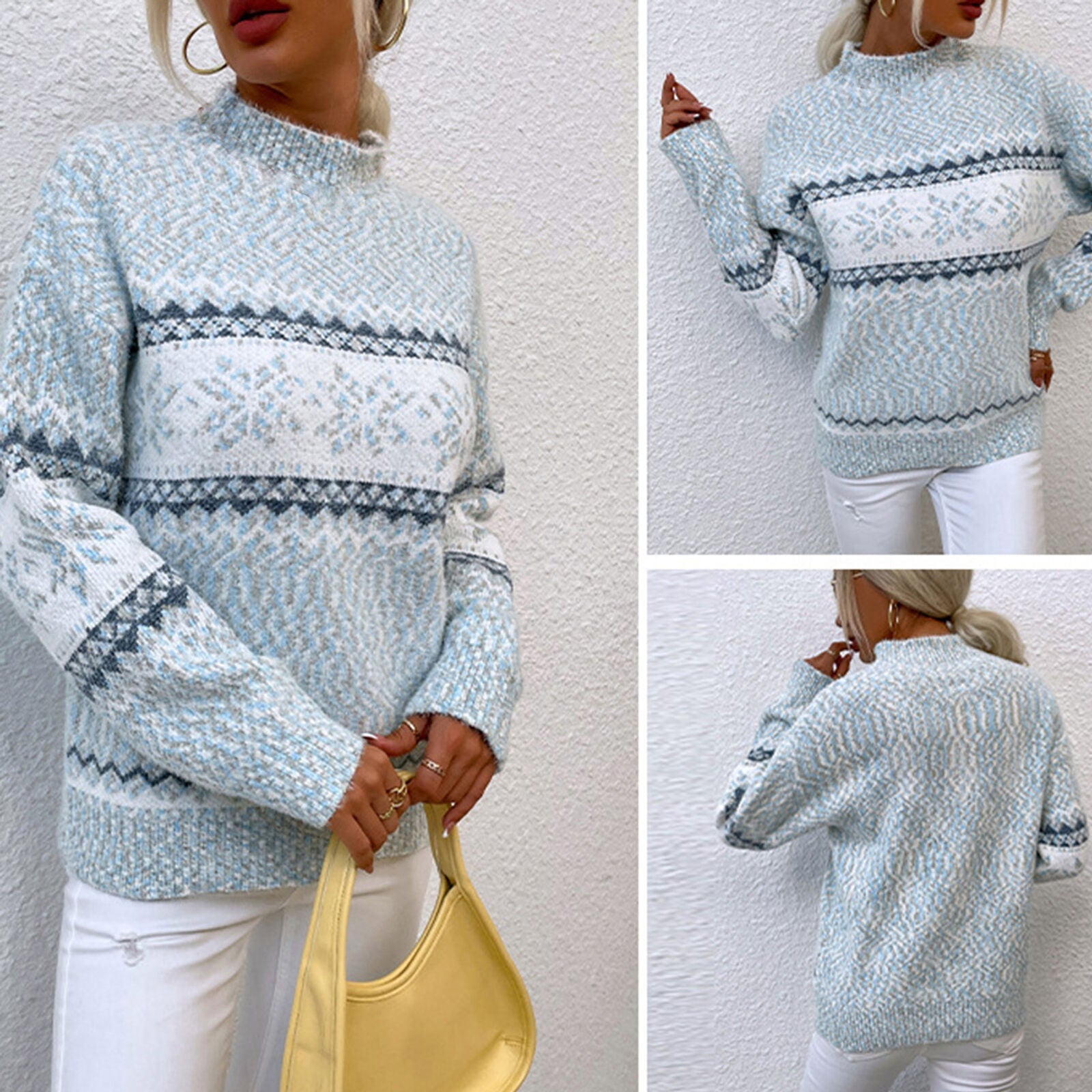 Buiten Blik Pattern Sweater Met Een Cirkelvormige Halslijn