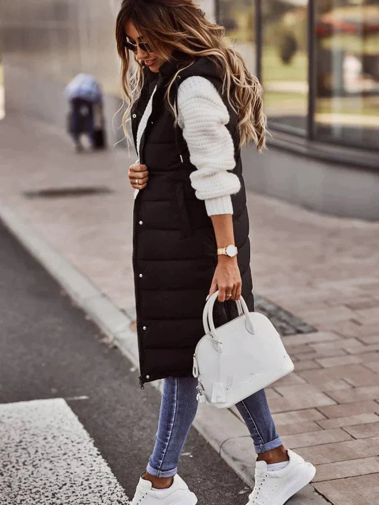 Puffer vest met capuchon