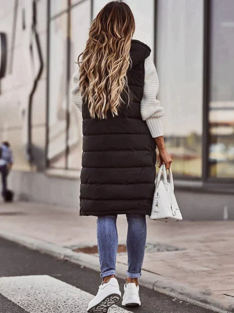 Puffer vest met capuchon